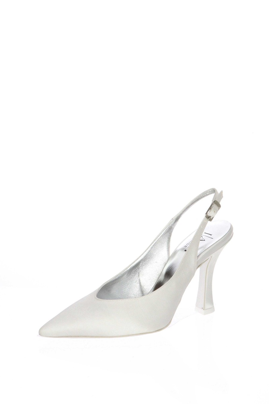 Sandra Slingback Sposa Greta 80 Raso Bianco Seta I Am Bride Decollete E Slingback