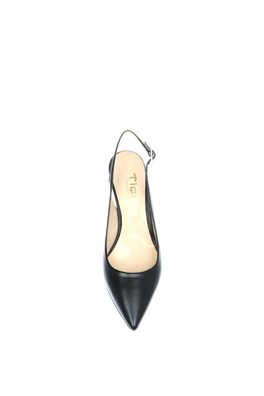 Sandra Decollete Aperto Al Tallone In Pelle Nera Tiqu Decollete E Slingback