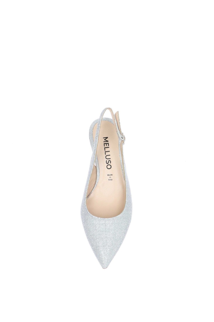 Sandra Decollete Donna Slingback In Tessuto Glitter Argento Cerimonia Donna