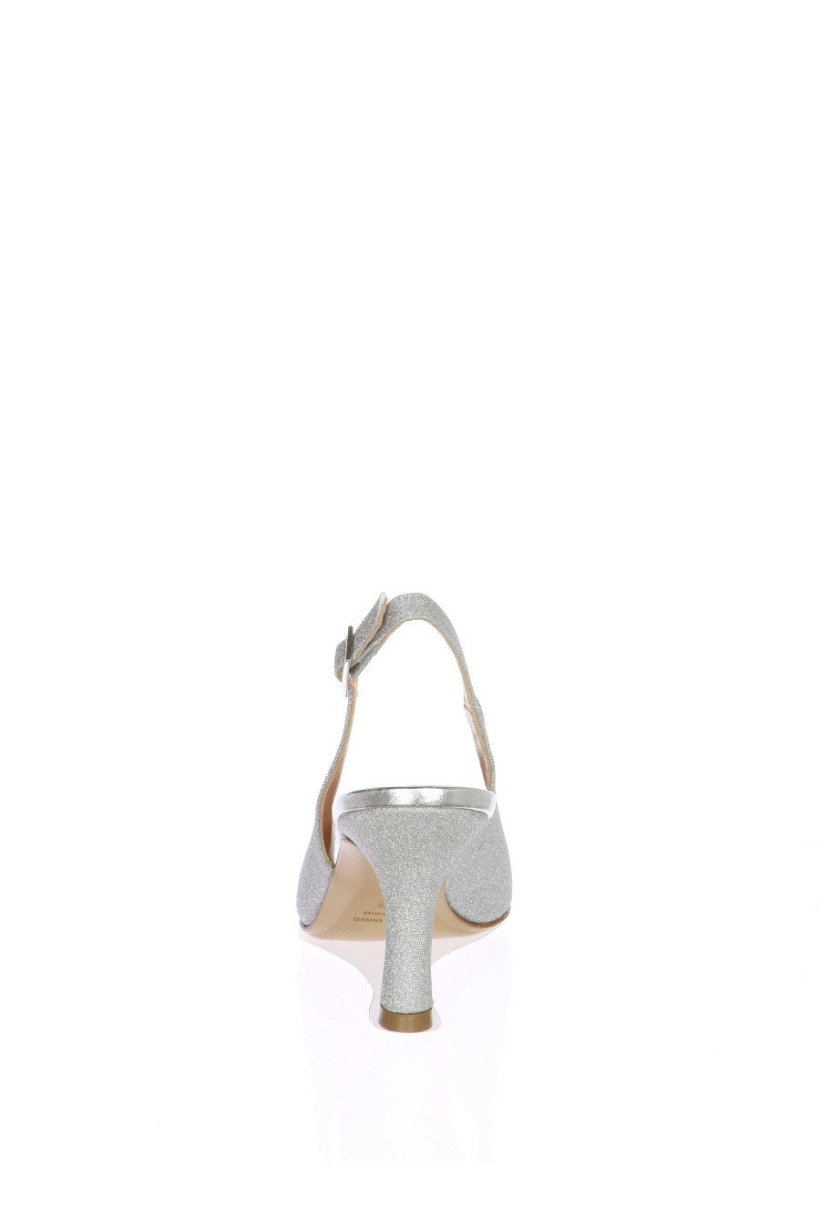 Sandra Slingback In Tessuto Glitter Argento Vernissage By Soffice Sogno Decollete E Slingback