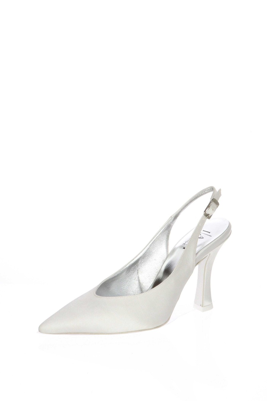 Sandra Slingback Sposa Greta90 Raso Bianco Seta I Am Bride Decollete E Slingback