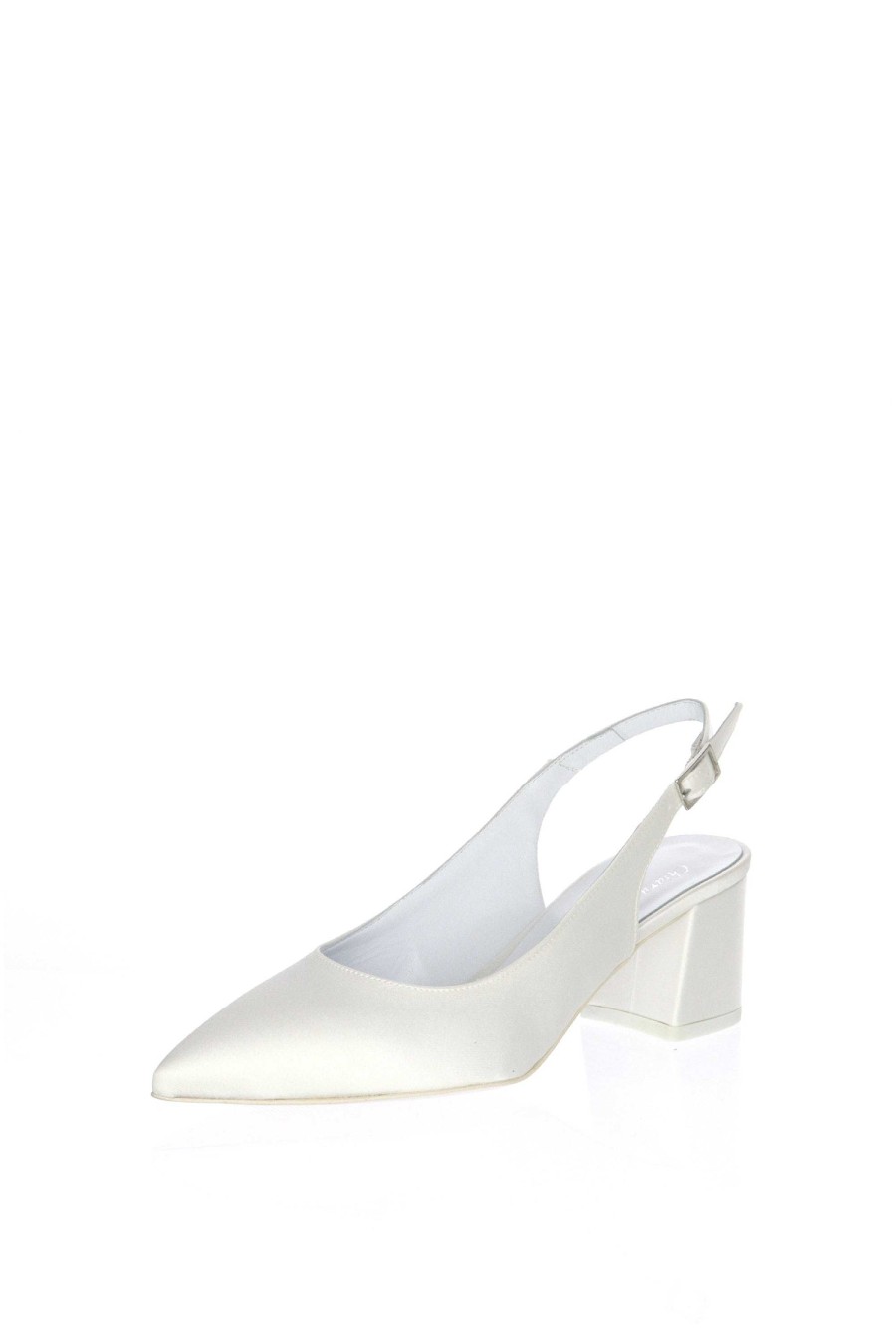 Sandra Slingback Sposa In Raso Tacco Basso Chiara Firenze Decollete E Slingback