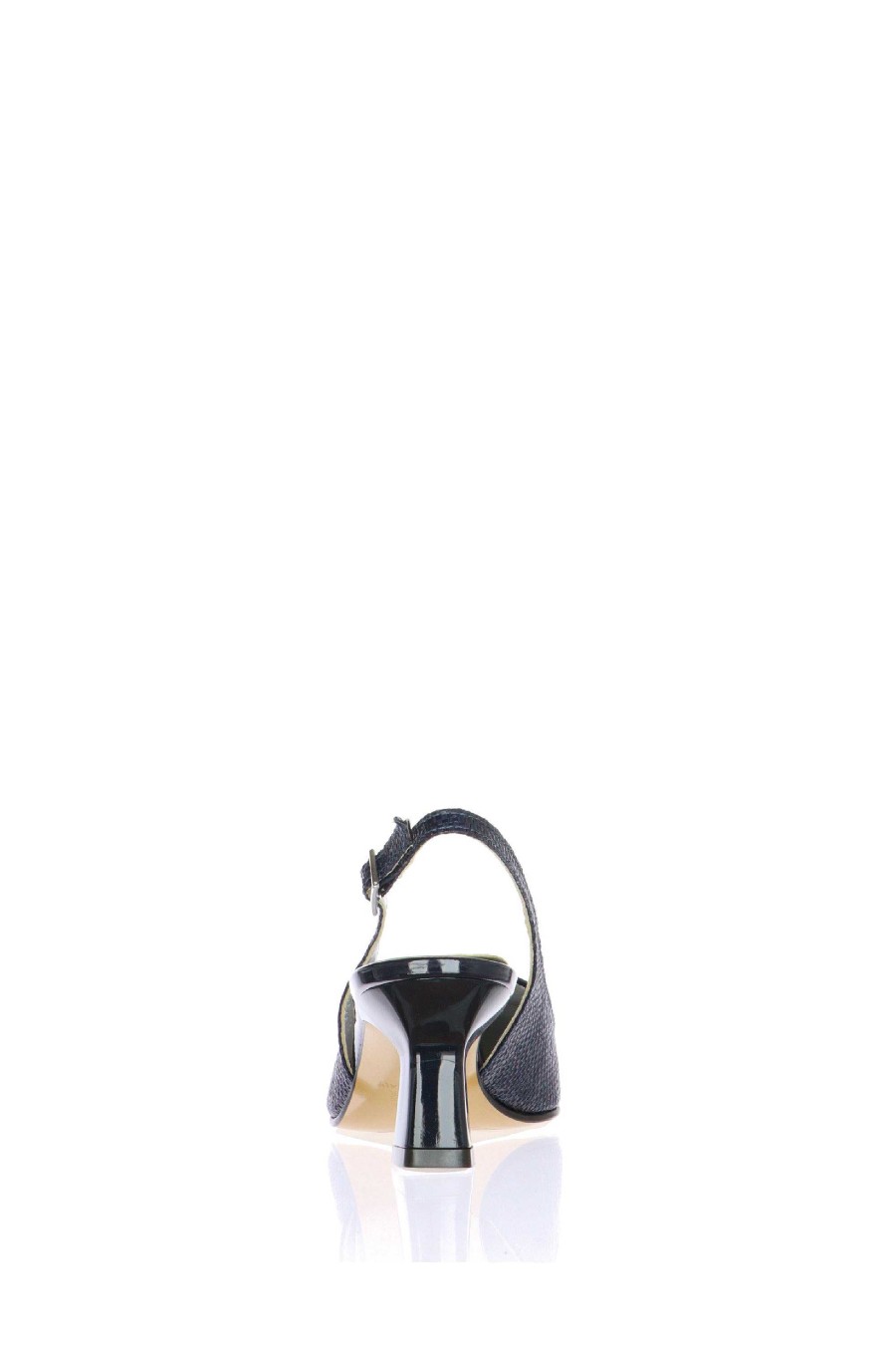 Sandra Slingback In Pelle Nero E Blu Soffice Sogno Decollete E Slingback