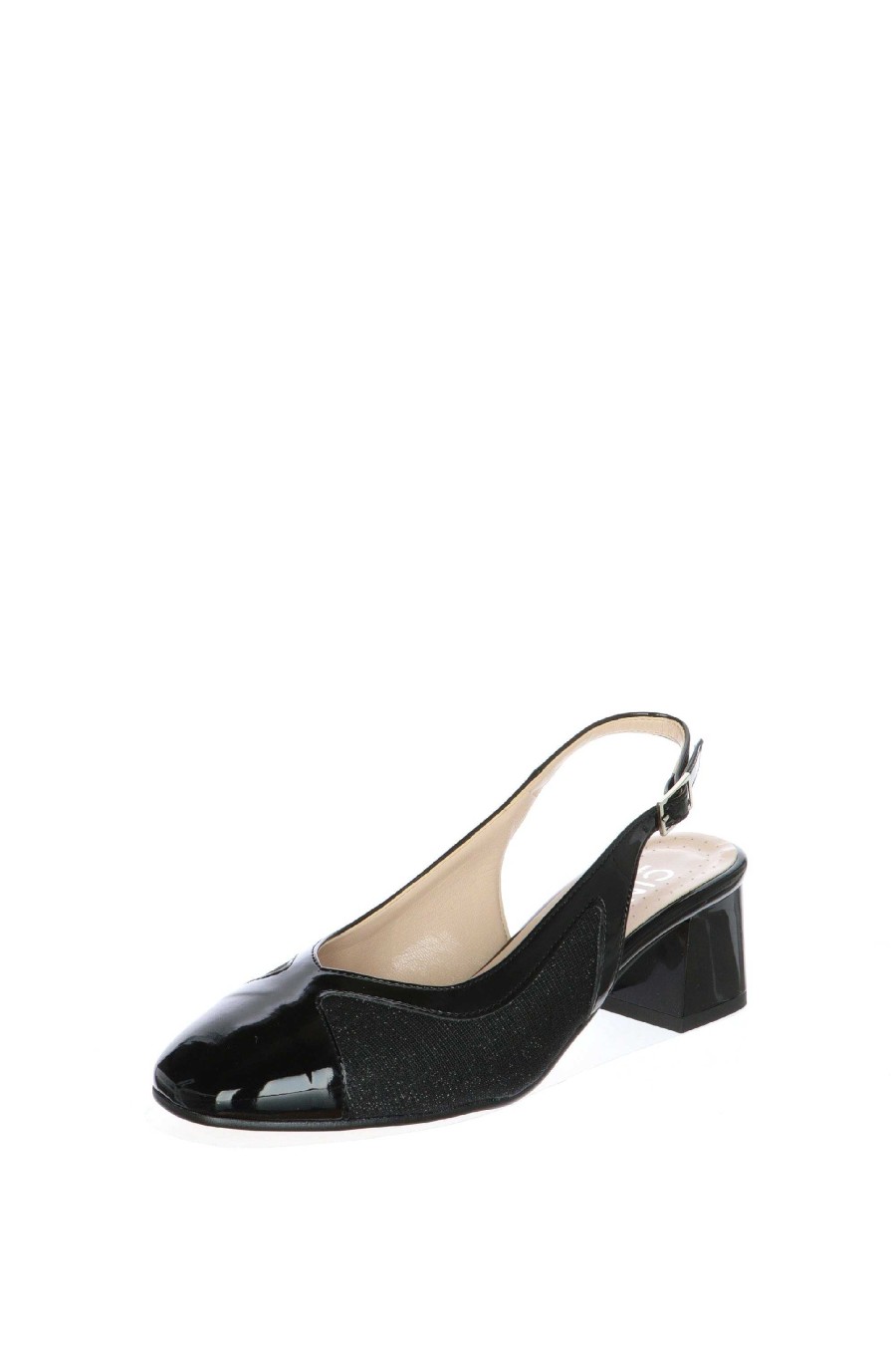 Sandra Slingback Vernice E Glitter Nero O Blu Cinzia Soft Decollete E Slingback