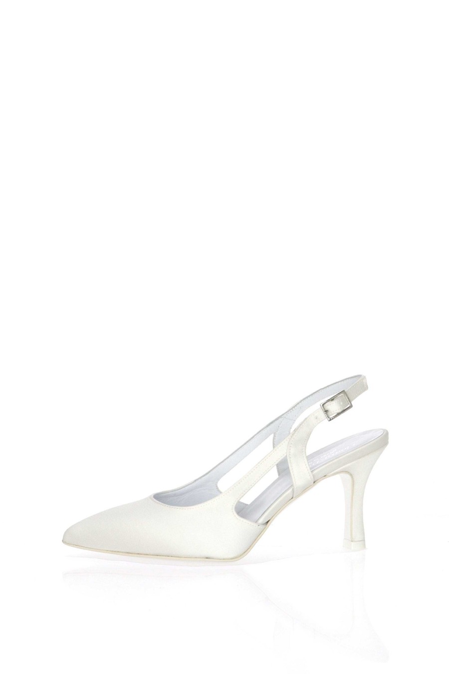 Sandra Decollete Sposa Aperto Al Tallone Bianco Seta Chiara Firenze Decollete E Slingback