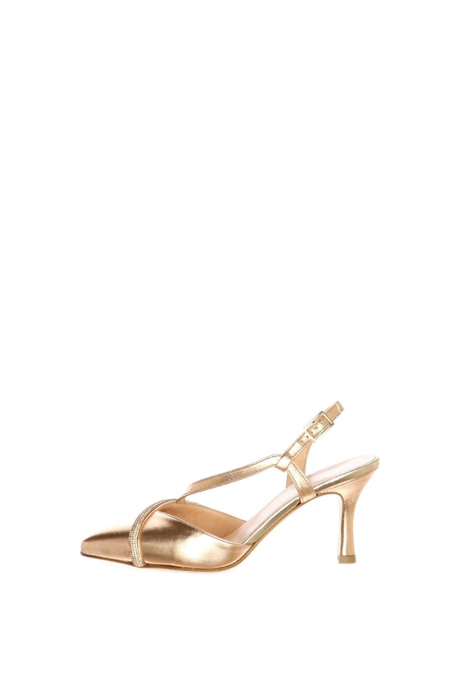 Sandra Slingback Gioiello In Pelle Laminata Soffice Sogno Decollete E Slingback