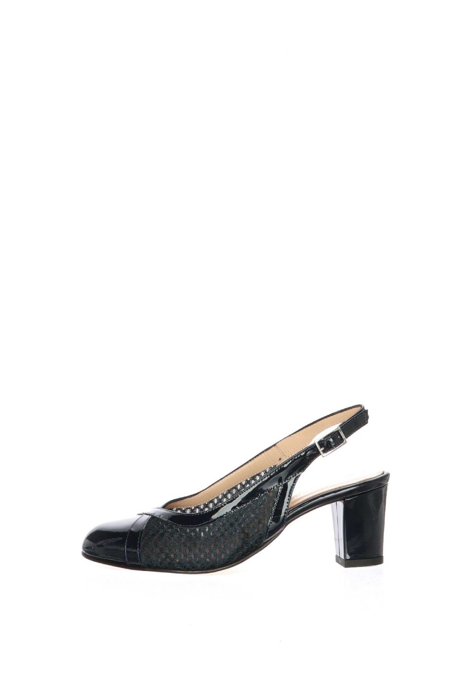 Sandra Slingback Elegante In Vernice Blu Soffice Sogno Decollete E Slingback