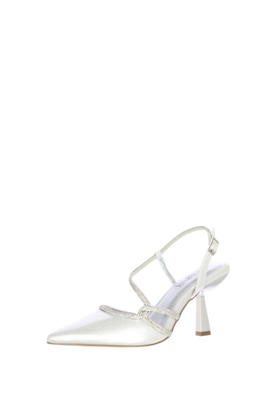 Sandra Slingback Argento O Oro Con Tubo Di Strass Menbur Decollete E Slingback